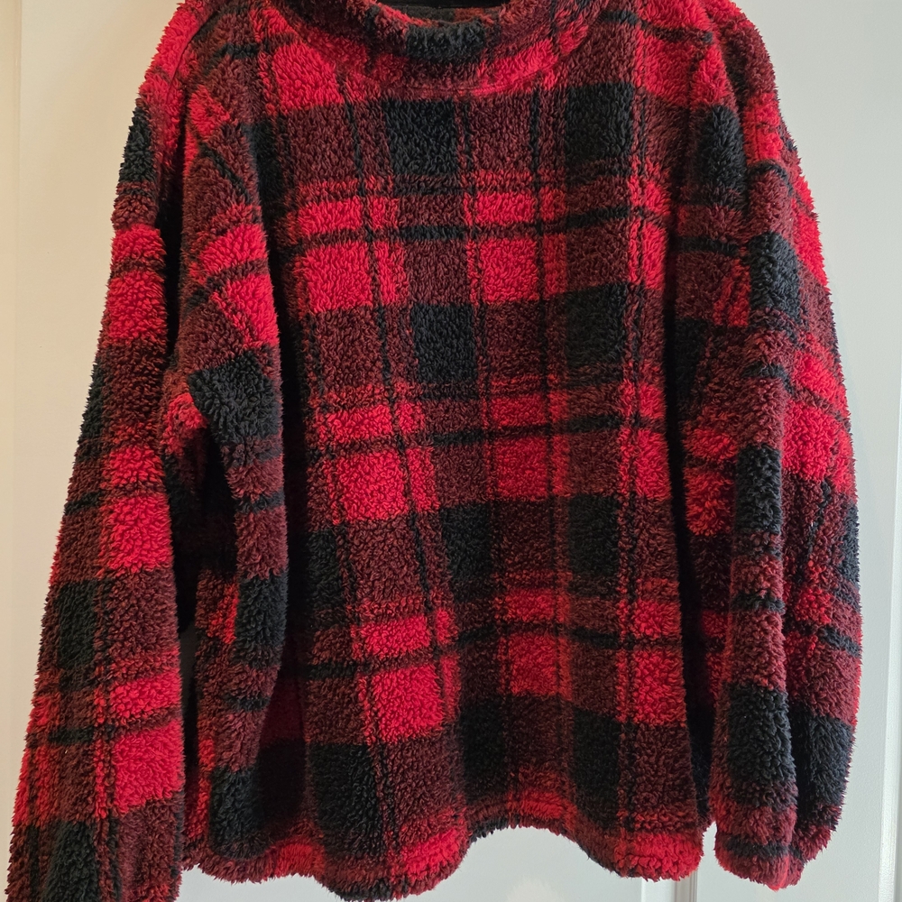 Maurices Red and Black Plaid Sweater